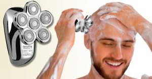 Man met kaal hoofd en baartje scheert zijn hoofd kaal met de Gruttz Headshaver v1