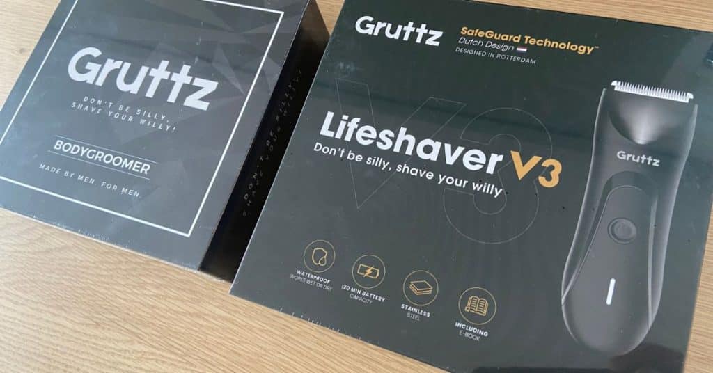 Gruttz Bodygroomer v2 en v3 in de doos naast elkaar